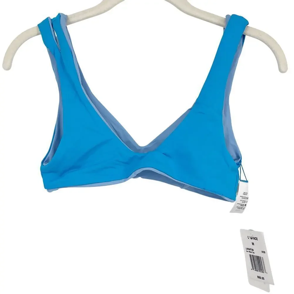 L*Space One Wave Bikini Top in Aurora Electric Blue Reversible Size Medium NEW